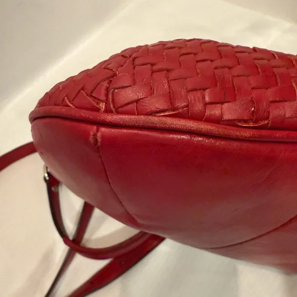 Vintage Coach 19314 Red Kristin Woven Leather Shoulder Bag Purse Hobo - Picture 12 of 13